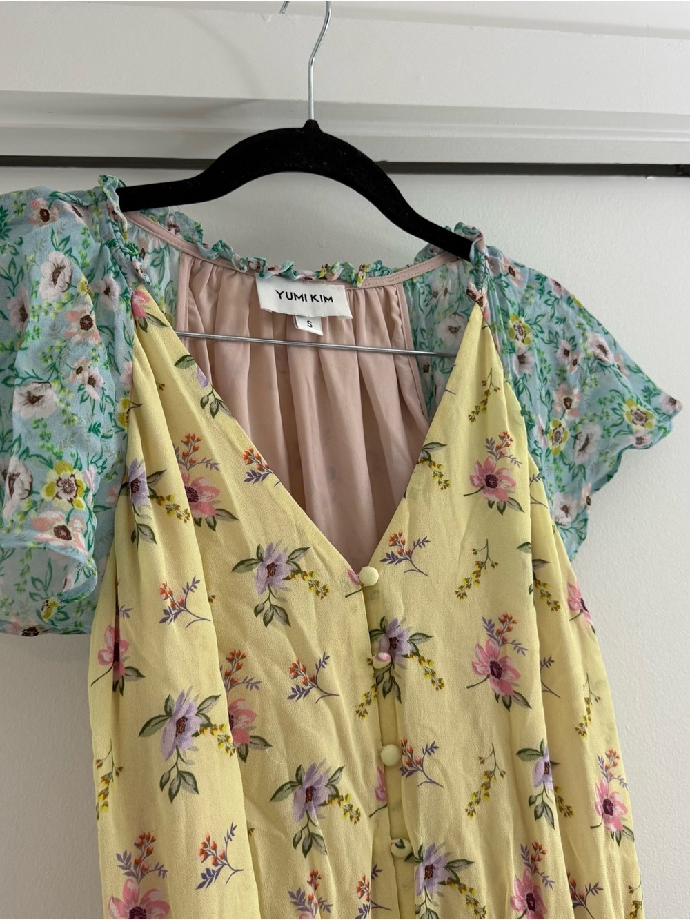 YUMI KIM Milly Flutter Sleeve Mini Dress in Willow Garden Mixed Print Sz Small - Picture 7 of 13